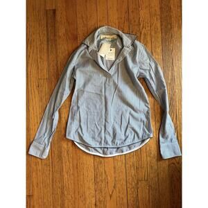 Tish Cox Peasant Tunic Blue White Striped Vneck Shirt Top Women’s Size XS